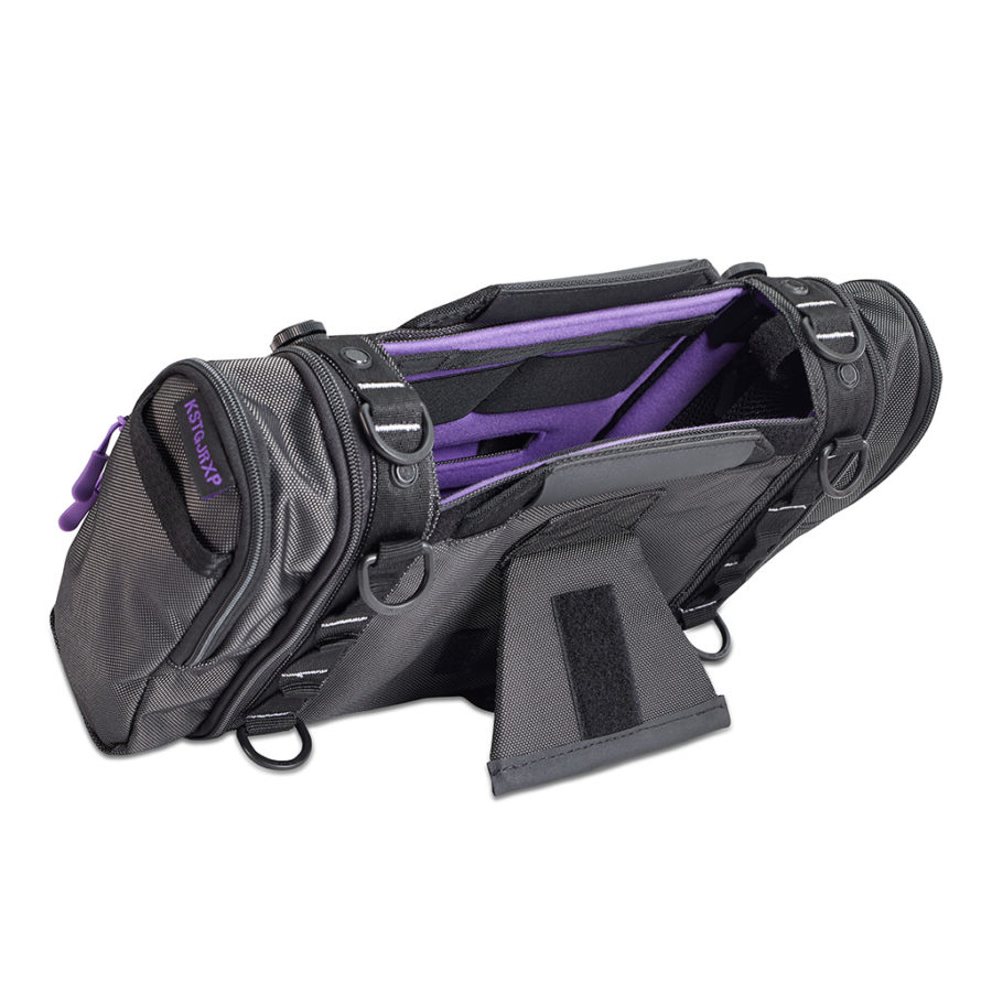 Rear view of KSTGJRXP Jr. X Bag with included Kickstand and purple interior
